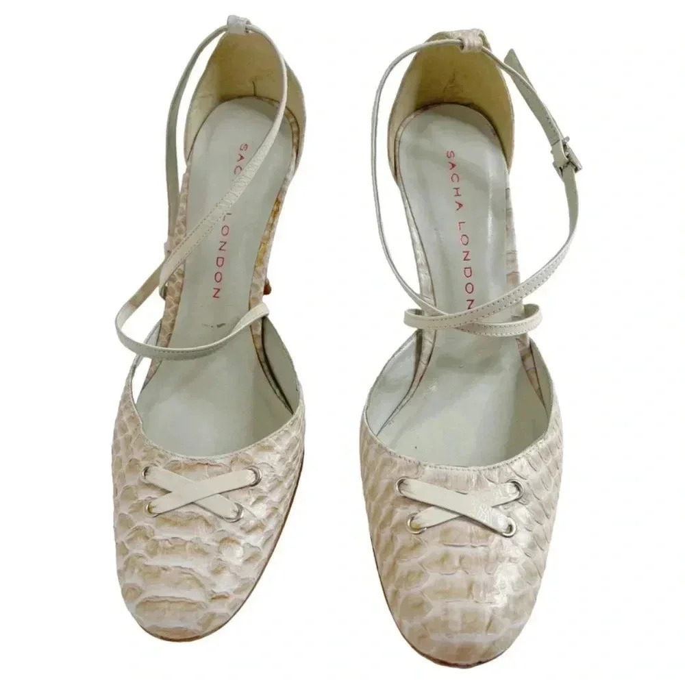 Vintage Sacha London Snakeskin Lace Up Heels Size 7.5 - Picture 3 of 13
